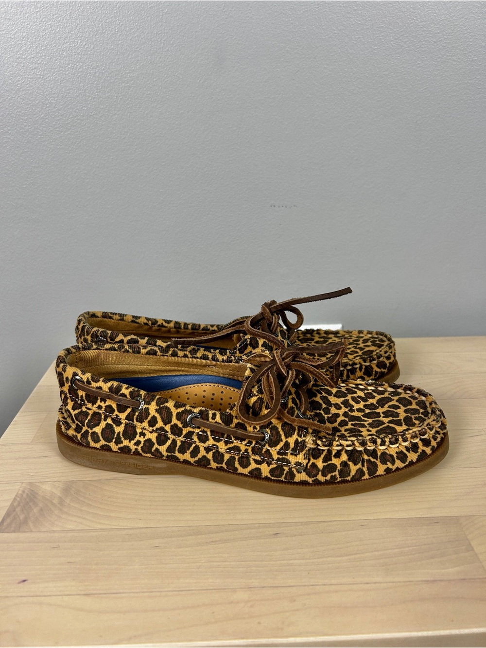 SPERRY Animal Print Boat Shoes Size 6 Preppy Classic Nautical Summer Fall Brown
